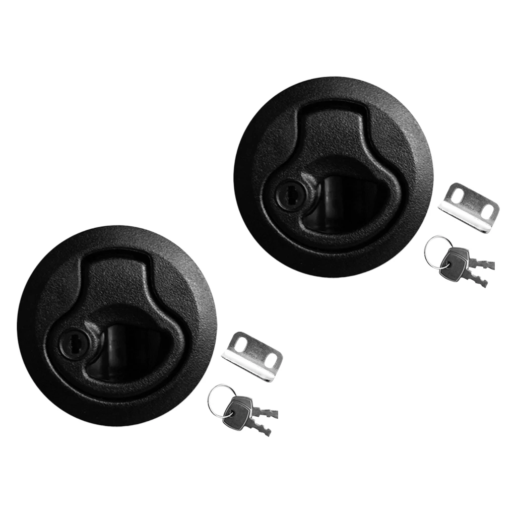 2 Pieces Black 2' Flush Pull Slam Latch for Marine Boat Hatch 1/4' Door Lock
