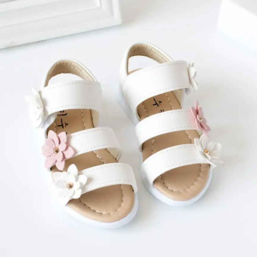 CHAMSGEND HOT Summer Kids Children spring Sandals Fashion Big Flower Girls Flat Pricness Shoes june 5 P30
