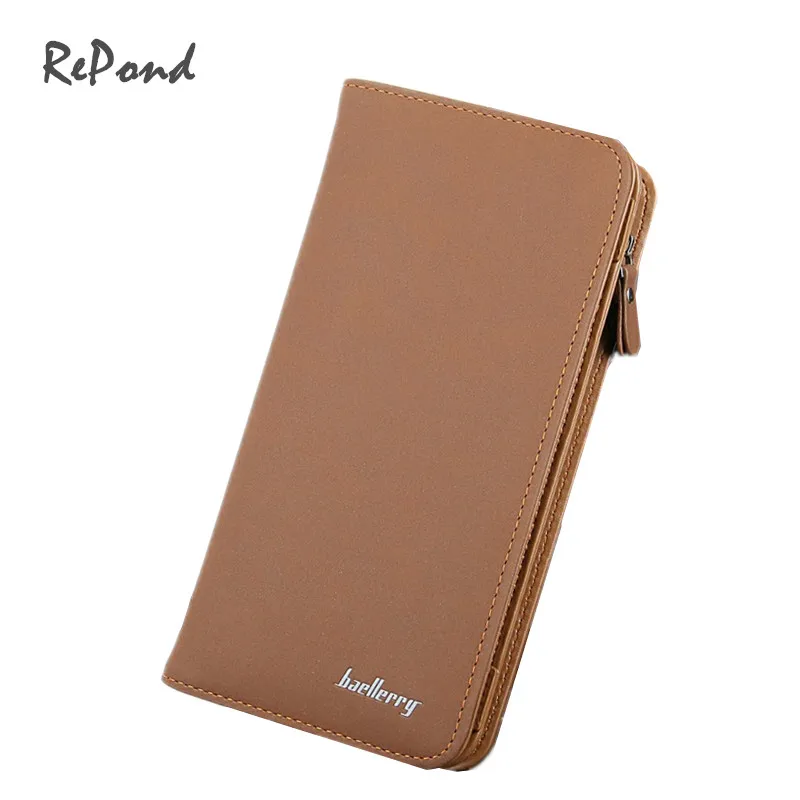 

Fashion Men's Portable Cash Purse Wallet Casual Clutch Bag Brand Solid Nubuck Leather PU Leather Wallet Long Design Man Bag Gift