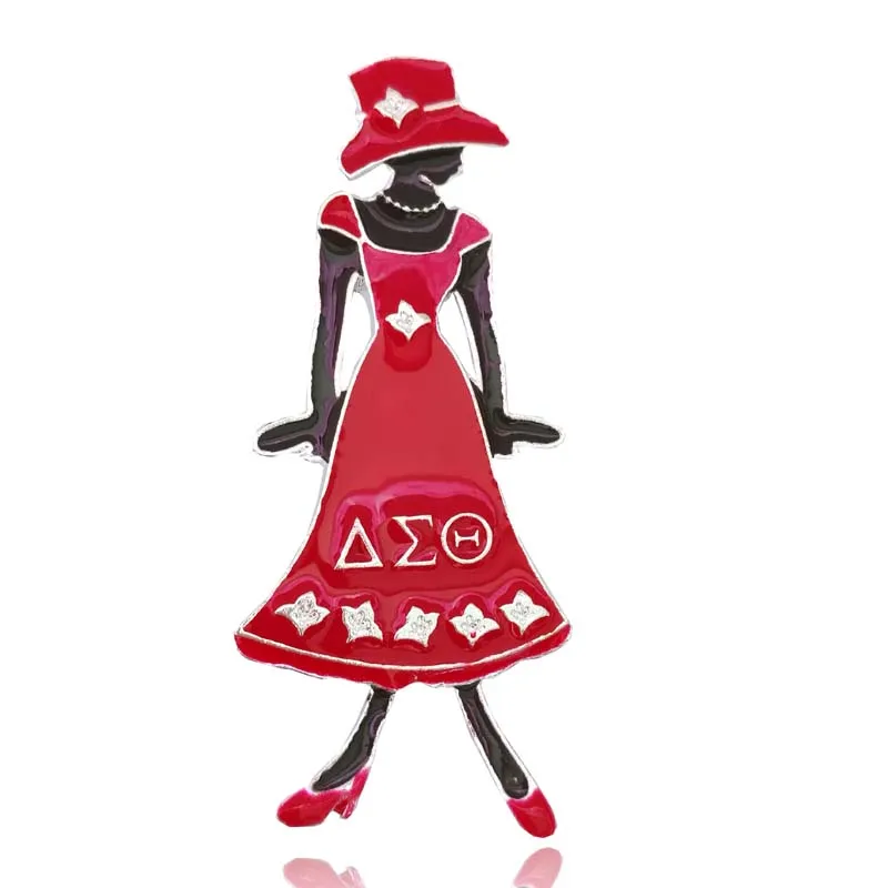 

Topvesko Diva Lady In Red dress Dst Pin Delta Sigma Theta Greek Sister Pin