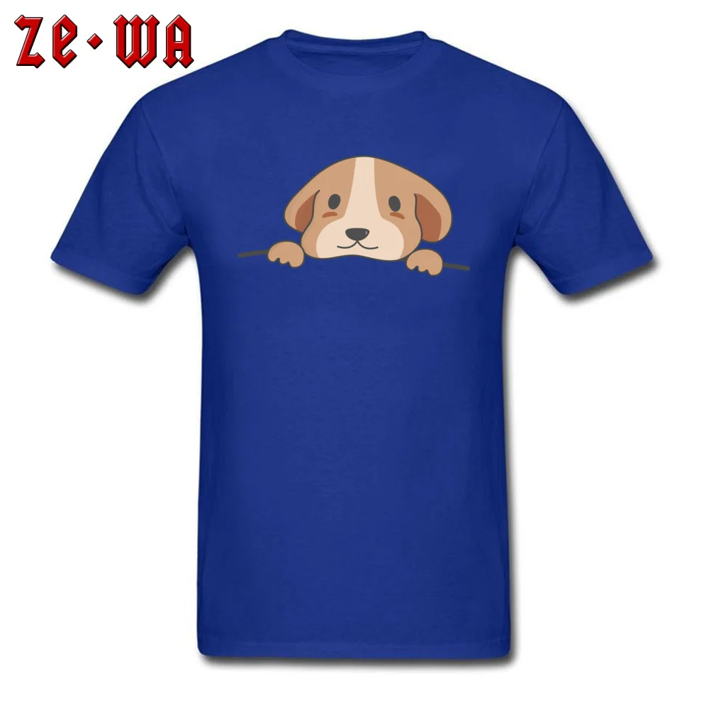 Cute Pocket Dog Pure Cotton T Shirt for Men Short Sleeve Casual Tees Wholesale Summer O Neck Tops T Shirt Summer Cute Pocket Dog  blue