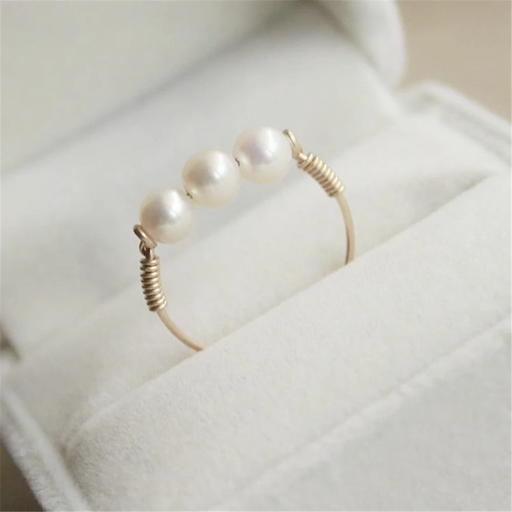 Freshwater Pearl Rings Handmade Gold Filled Jewelry Joyas Gift Anillos Mujer Bague Femme Rings For Women Boho Jewelry starfish natural sea resin rose gold color copper resizable wedding rings for women jewelry boho vintage ladies love handmade