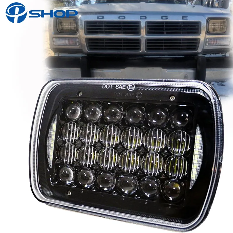 2 Pcs 5x7" LED Square Headlights With Daytime Running Light For Jeep XJ