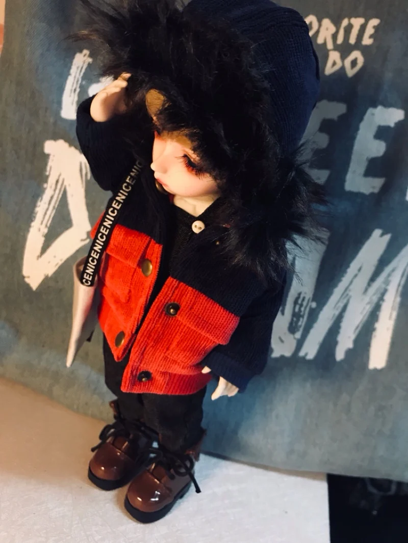 D01-P518 детская игрушка ручной работы 1/6 1/4 Кукла Одежда BJD/SD кукла аксессуары кукла красный цвет сшивание карман Куртка 1 шт