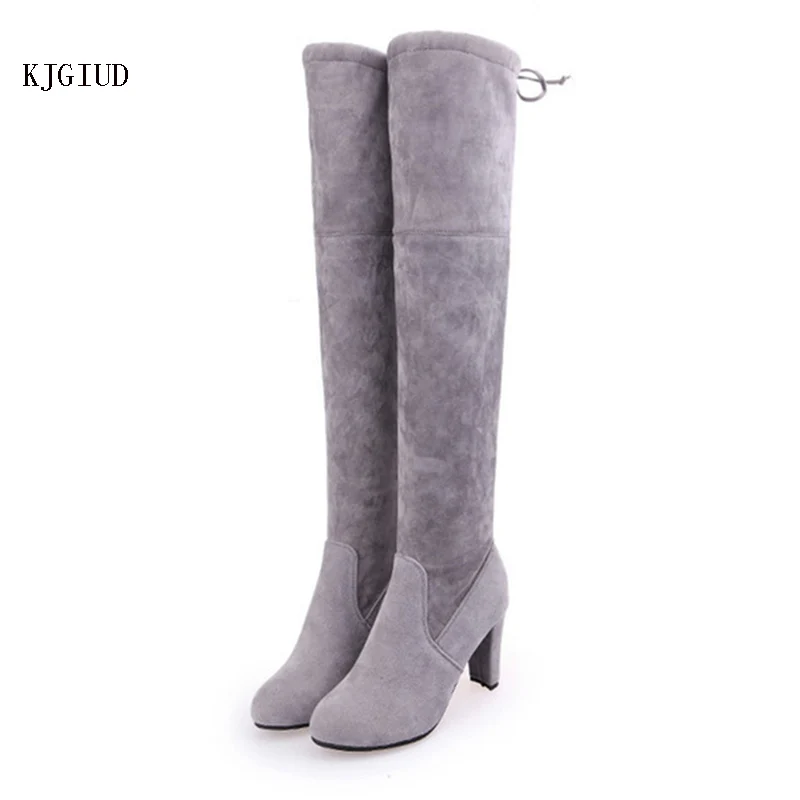 

Women's New Autumn And Winter Large Size Fashion Boots Suede Over The Knee High Heel Thick Heel Shoes Thigh High Boots