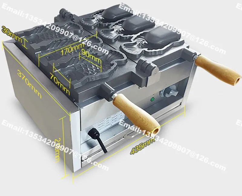 

3pcs Bungeoppang Fish Waffle Commercial Use Non-stick 110v 220v Electric Icecream Taiyaki Baker Machine Maker Iron Grill