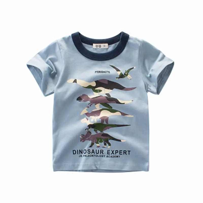 Loozykit/Детская летняя одежда; футболка для маленьких мальчиков; хлопковая футболка с короткими рукавами и рисунком динозавра; Повседневная Спортивная футболка для мальчиков; От 2 до 10 лет футболка - Цвет: Style 2