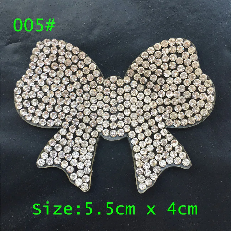 

2pc/lot Crystal Bow-knot Shape Patches Motif Hotfix Rhinestone Applique for kids women clothes wedding