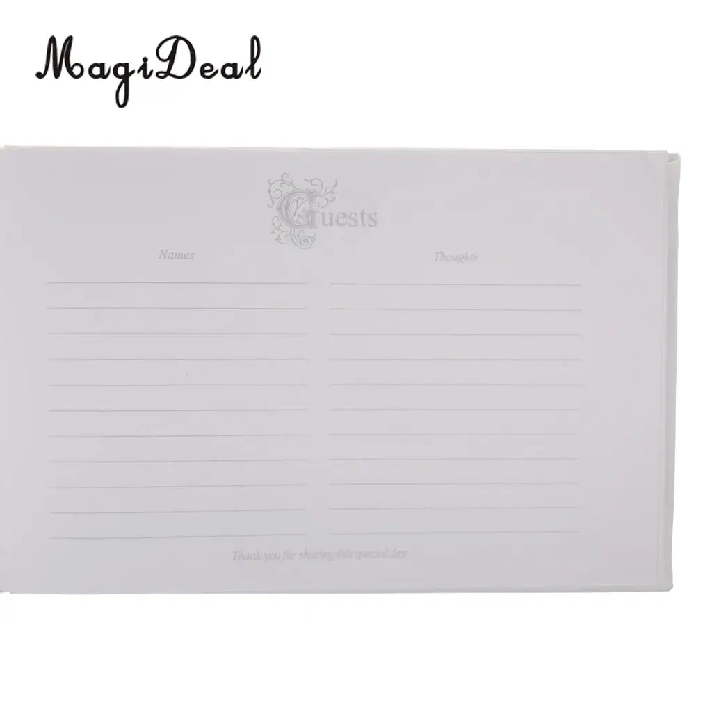 MagiDeal Top Quality White Custom Wedding Ceremony Guest Book Album Crystal Rhinestone Register Wedding Book Gifts Decoration