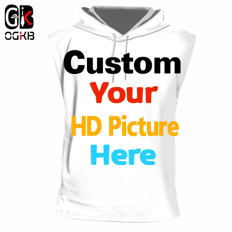 OGKB Customize Hooded Tank Top Men Customer Picture Custom Vest Cool 3d Print Your Own Design Singlet Clothes Summer Casual Tops