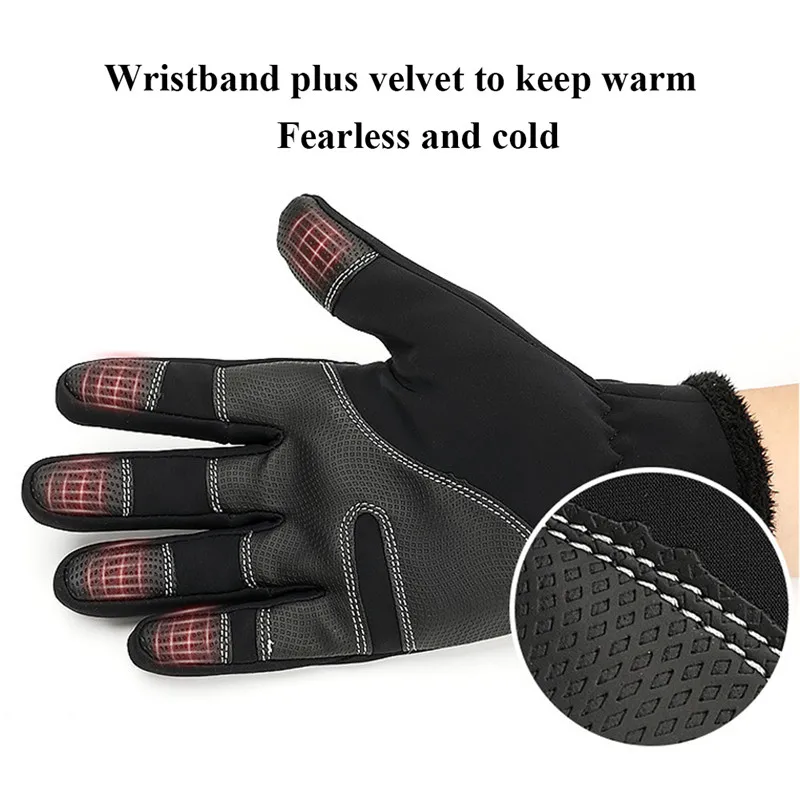 Зимние термальные велосипедные перчатки ветрозащитные теплые полный палец велосипедные перчатки с сенсорным экраном противоскользящие