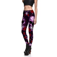 JIGERJOGER Witner Хэллоуин фиолетовый красный череп печатных fit танцевальные леггинсы прямые продажи с фабрики Девушки тренировки беговые джеггинсы
