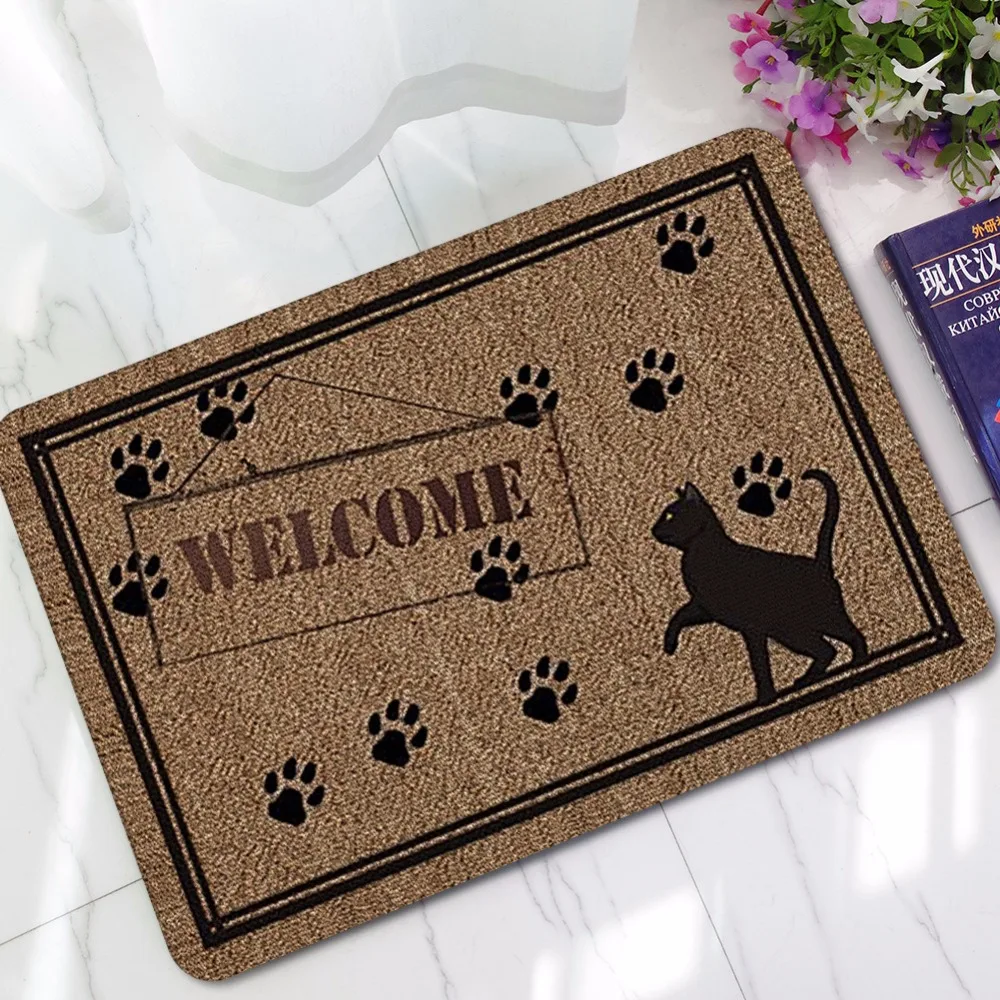

CAMMITEVER Welcome Rug Cute Cat Mats Non-Slip Bathroom Mat Carpet Living Room Rug Kitchen Mat