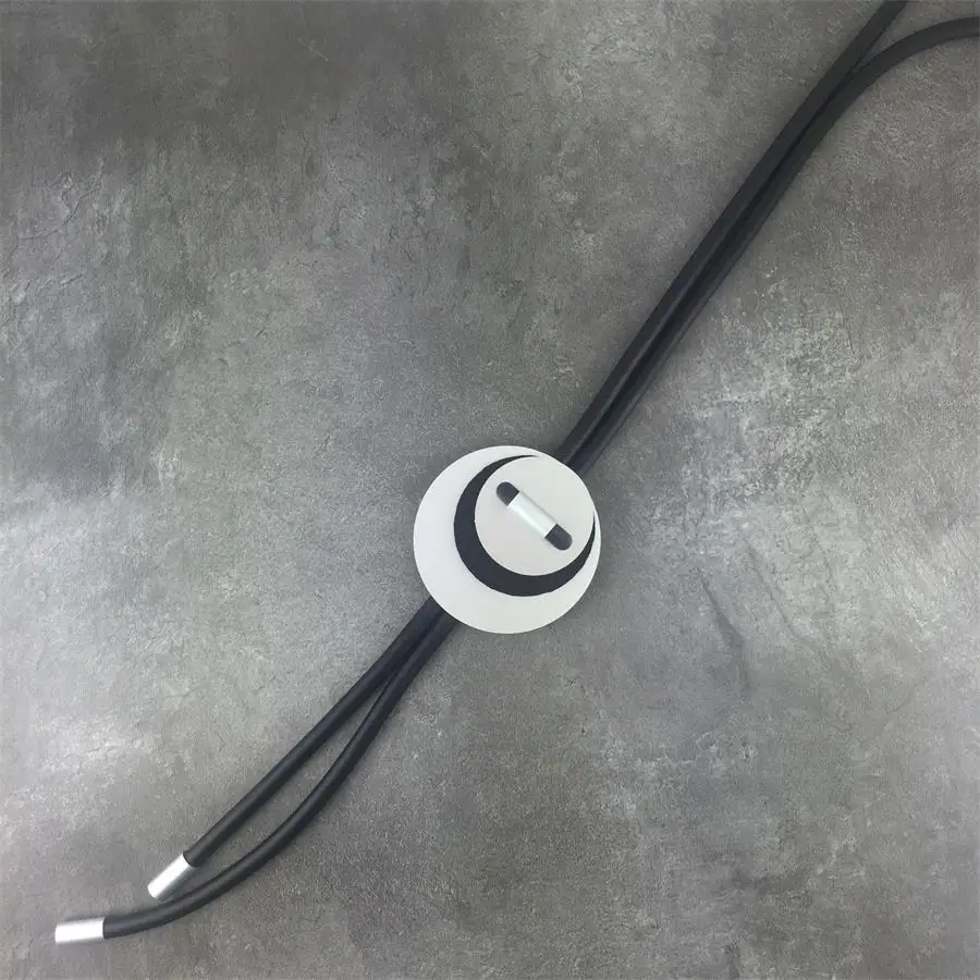 

Quirky Black Rubber Decorative Matt Silver Rounds German Long Lagenlook Necklace for Office Laday