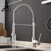 Kitchen Faucets Brush Brass Faucets for Kitchen Sink  Single Lever Pull Out Spring Spout Mixers Tap Hot Cold Water Crane 9009 ► Photo 1/6