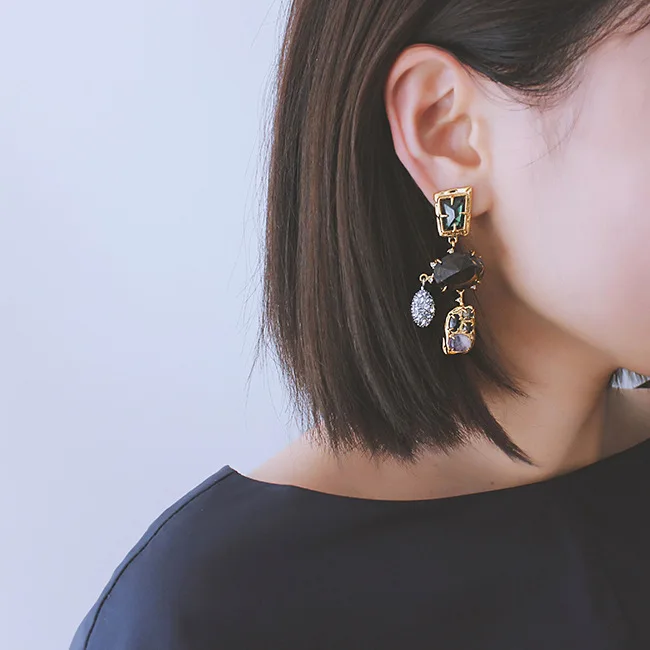 

WKOUD EAM Jewelry / 2019 New Fashion Temperament Personality All-match Irregular Copper Clip Earrings Women's Accessories S#R412