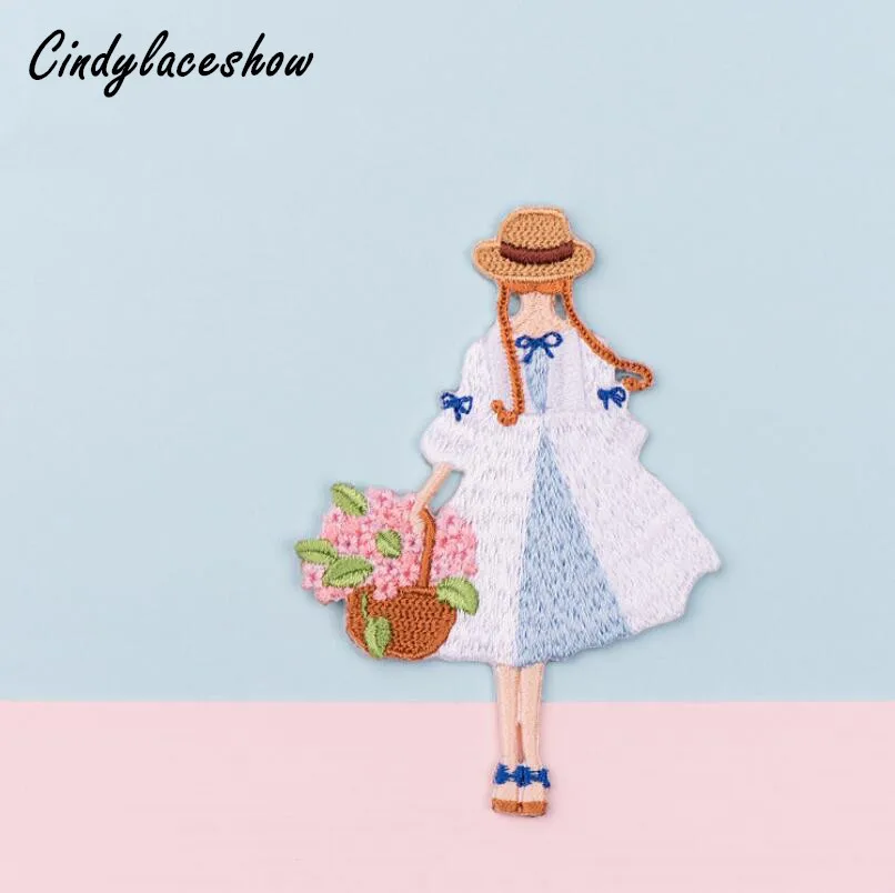 

Sweet Girl Patches Clothing Embroidery Iron On Applique Sew on Patchwork For Kids Bags Scrapbook Dress Clothes DIY Accessories