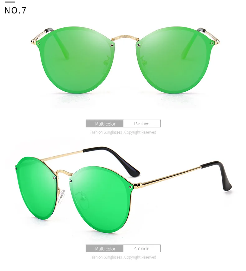 Samjune, модный тренд 3574, блестящие круглые стильные солнцезащитные очки, Ретро стиль, фирменный дизайн, цветные зеркальные солнцезащитные очки для женщин, Oculos De Sol - Цвет линз: C7