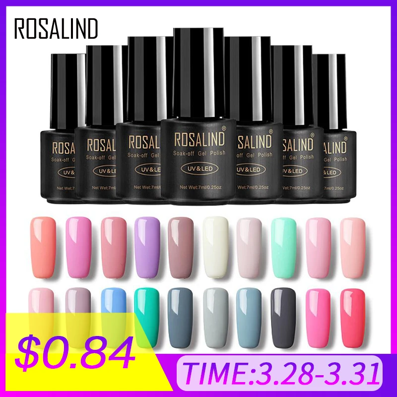 ROSALIND Gel vernis à ongles Hybride manucure Gel à ongles Ensemble Pour Tremper-off haut blanc Manteau UV Gel vernis