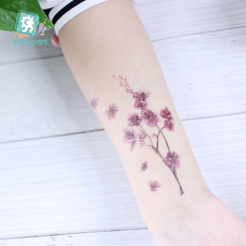 Us 081 46 Offrocooart Sakura Stiker Tato Bunga Tato Palsu Untuk Wanita Tangan Seni Tato Tubuh Tahan Air Lengan Tato Cherry Blossom Tatto In