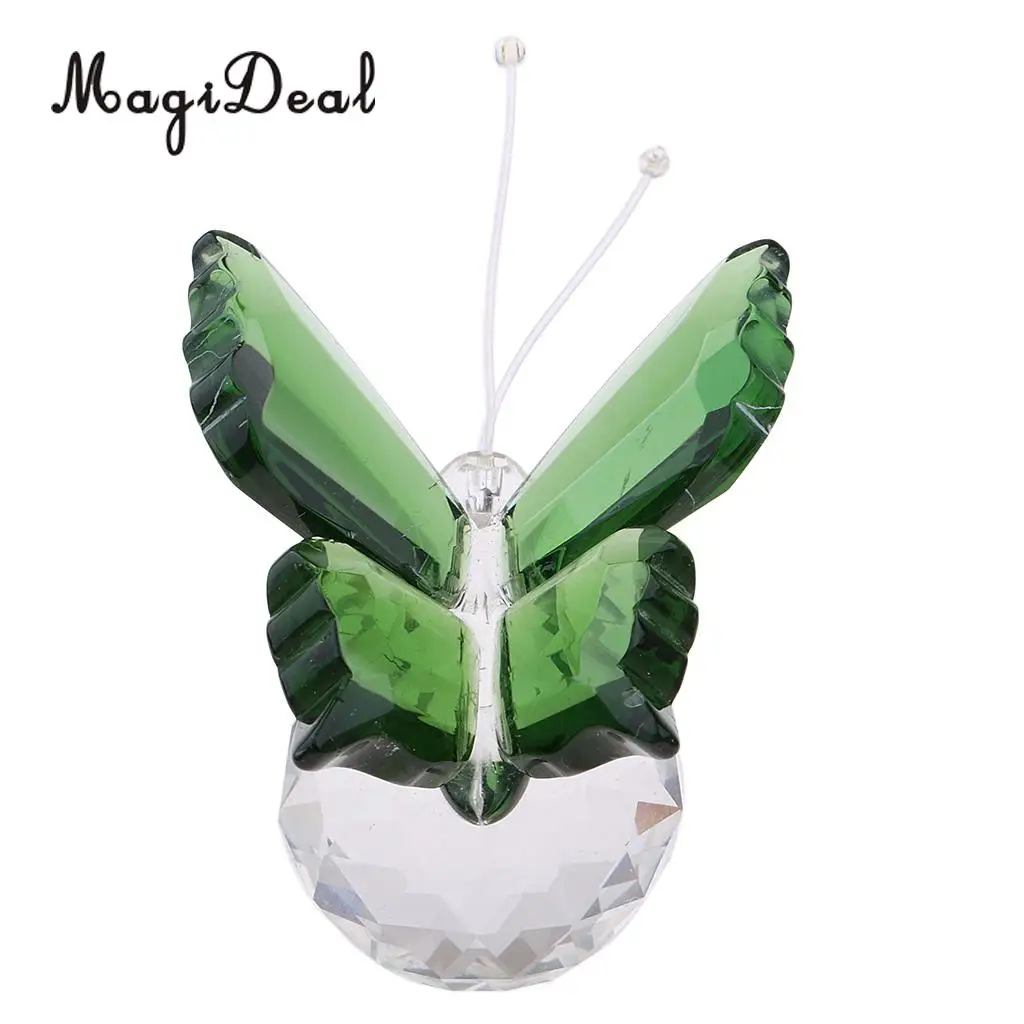 Crystal Flying Butterfly with Ball Base Paperweight Figurine Cut Glass Ornament Animal Statue Collectible Decoration