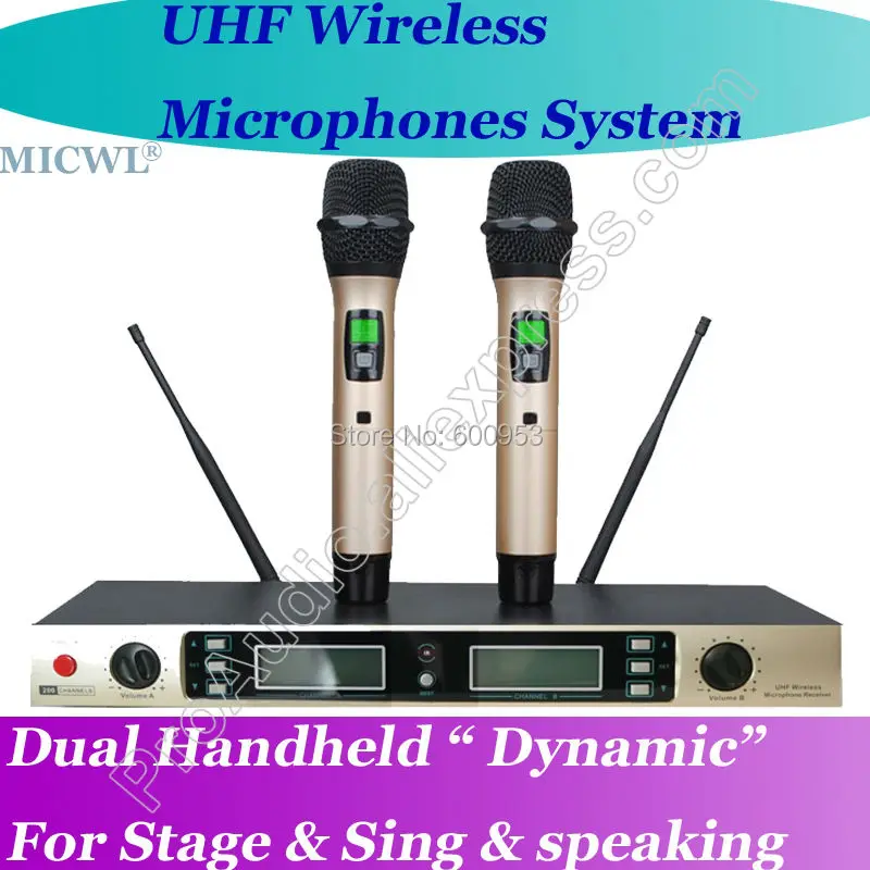 

MICWL W200 200 Channel Wireless Handheld Microphone System - Golden Color