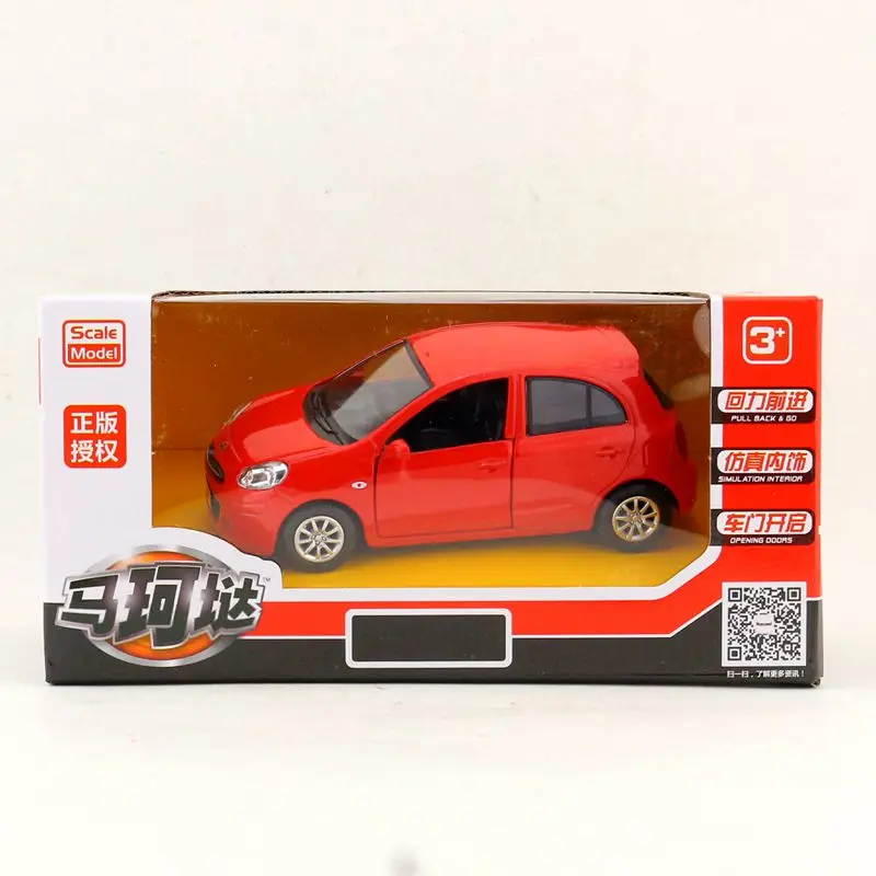1 шт. 1:28 12 см deliacy RMZ City Nissan Micra Автомобильная игрушка/машинка Весы Модель автомобиля мальчик игрушка подарок - Цвет: red with box