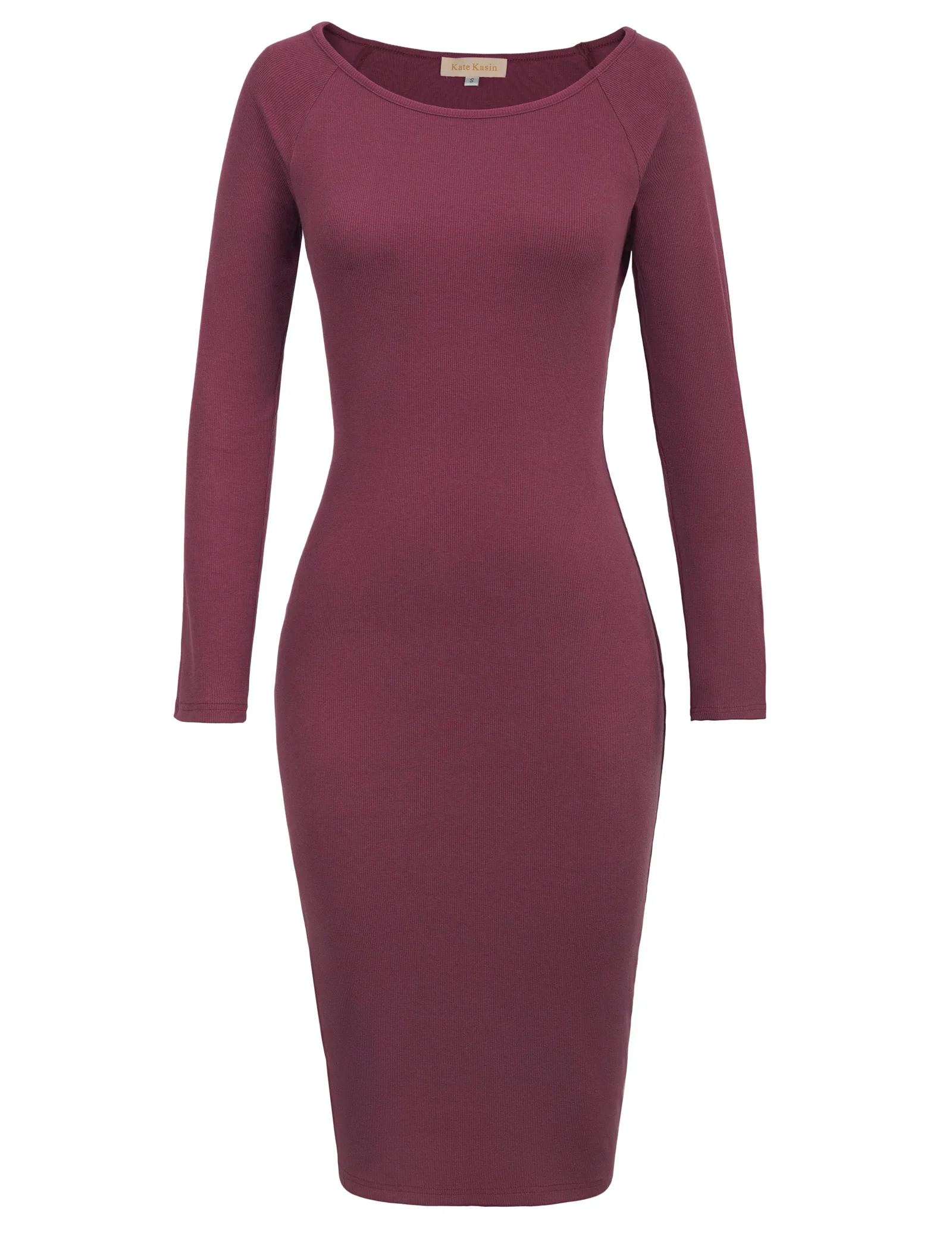 Kate Kasin Для женщин классический Slim Fit трикотажное платье с длинным рукавом