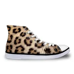 Вулканизированная обувь с высоким берцем на шнуровке; женская модная повседневная парусиновая обувь с леопардовым принтом; женская обувь