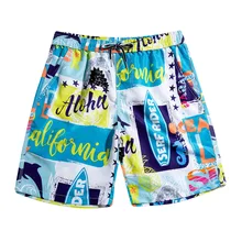 New Print English Boat Beach Shorts Loose Men Women Thailand Couple Bathing Suits Quick Dry Beach Surf Large Size Shorts Men