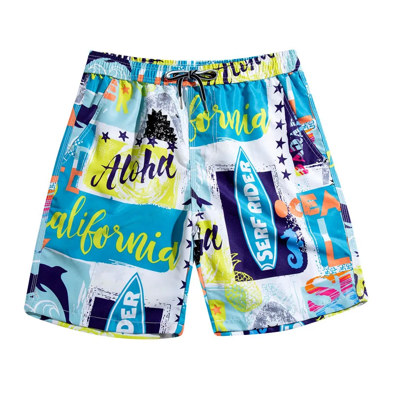 

New Print English Boat Beach Shorts Loose Men Women Thailand Couple Bathing Suits Quick Dry Beach Surf Large Size Shorts Men