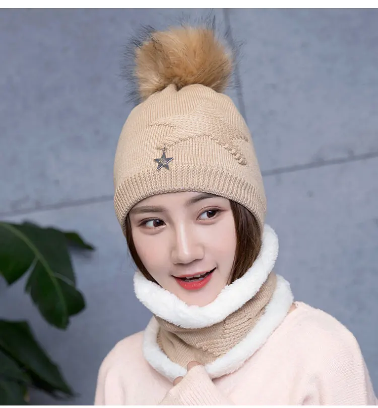  winter hat pompom hat beanie winter hats for women winter cap with scarf gorros mujer invierno winter set hat scarf (10)