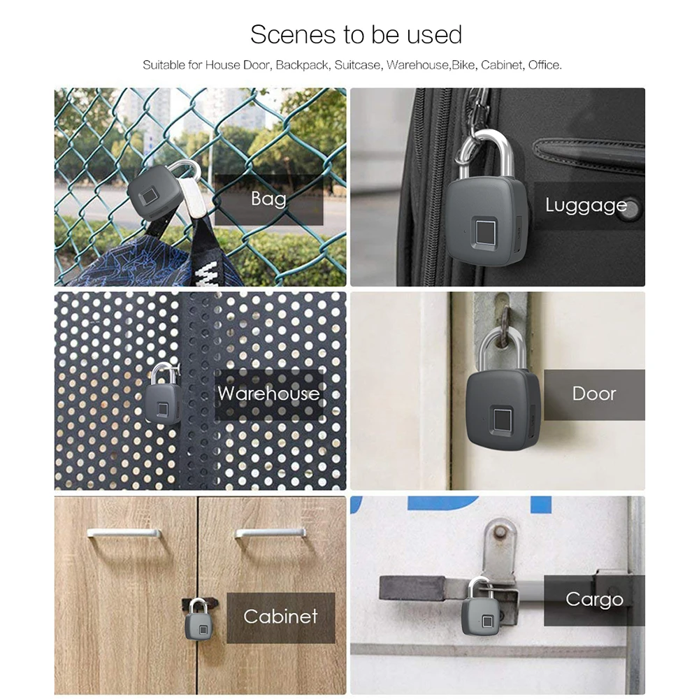Электронная заряжаемая через USB Smart Keyless замок отпечатков пальцев IP65 Водонепроницаемый Противоугонный замок безопасности дверь Багаж