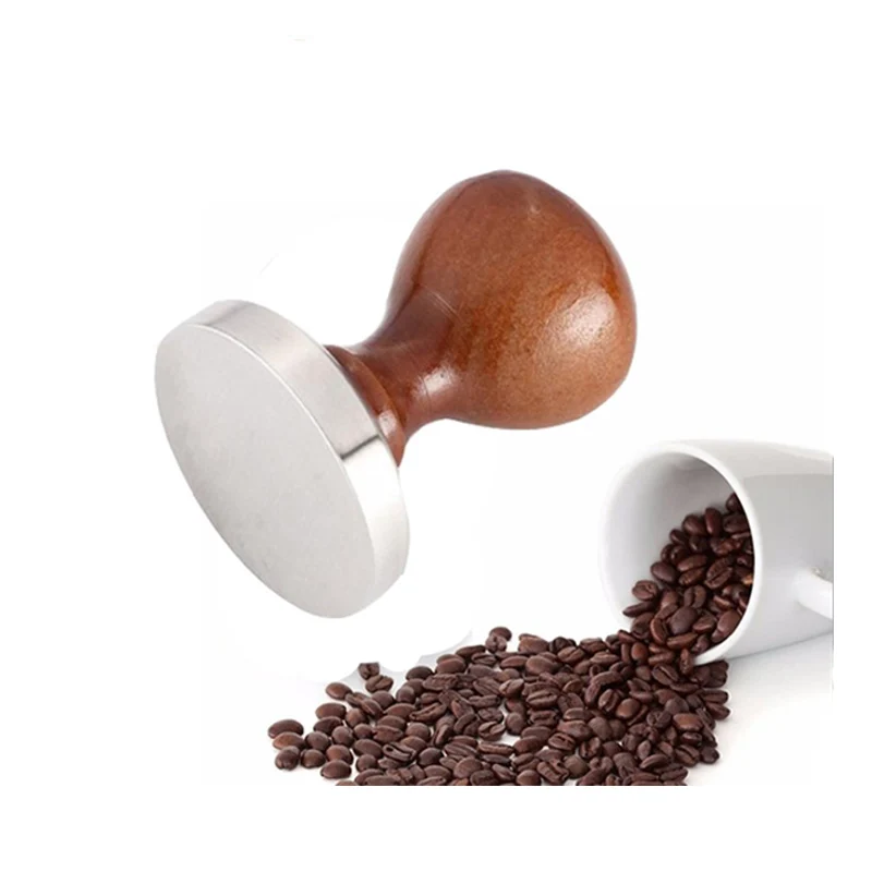 

Stainless Steel Coffee Tamper 58mm Espresso Tamper with Solid Wood Handle Base Coffee Bean Press