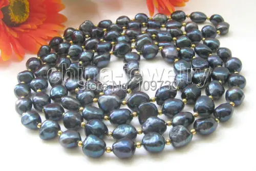 

Jewelr 003668 Beautiful 54" 13mm black baroque FW pearl necklace