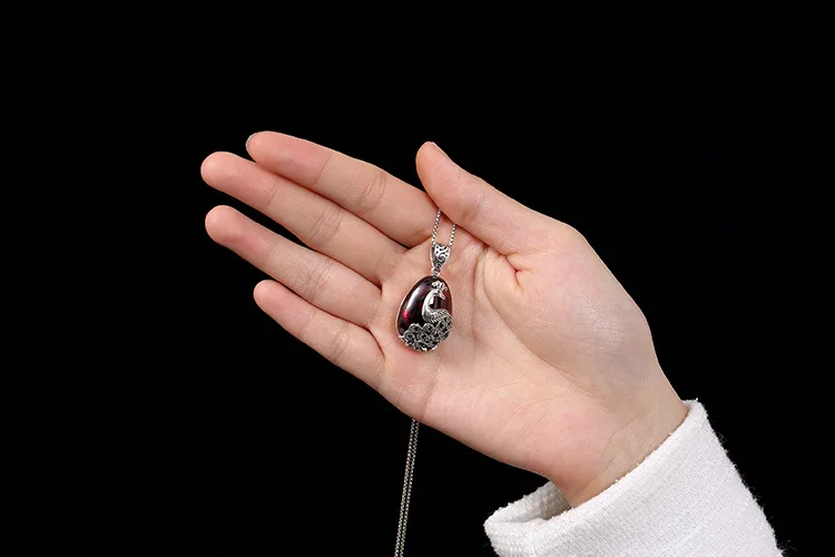 Uglyless Настоящее 990 тонкое серебро натуральный халцедон ожерелья в виде павлина без цепи Этнические женские массивные ювелирные изделия Marcasite Bijoux