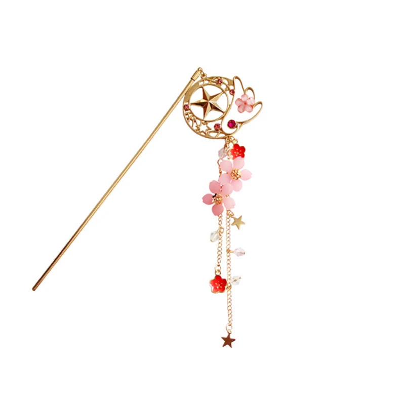 Аксессуары для волос Sailor Moon Card Captor Cardcaptor Sakura, заколка для волос с милыми цветами, заколка для волос с полой звездой