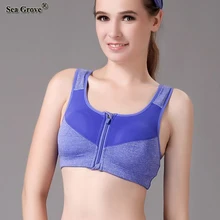 Женский спортивный бюстгальтер на молнии, для бега, спортзала, йоги, фитнеса, бега, без проволоки, Вибростойкий, пуш-ап, сексуальный, женский, для фитнеса, тянущийся