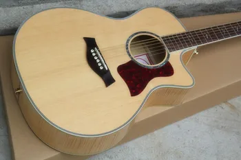 

Factory Custom 41'' cutaway natural Acoustic Electric Guitar with Fishman 101 Pickup solid Spurce top tiger Maple back side