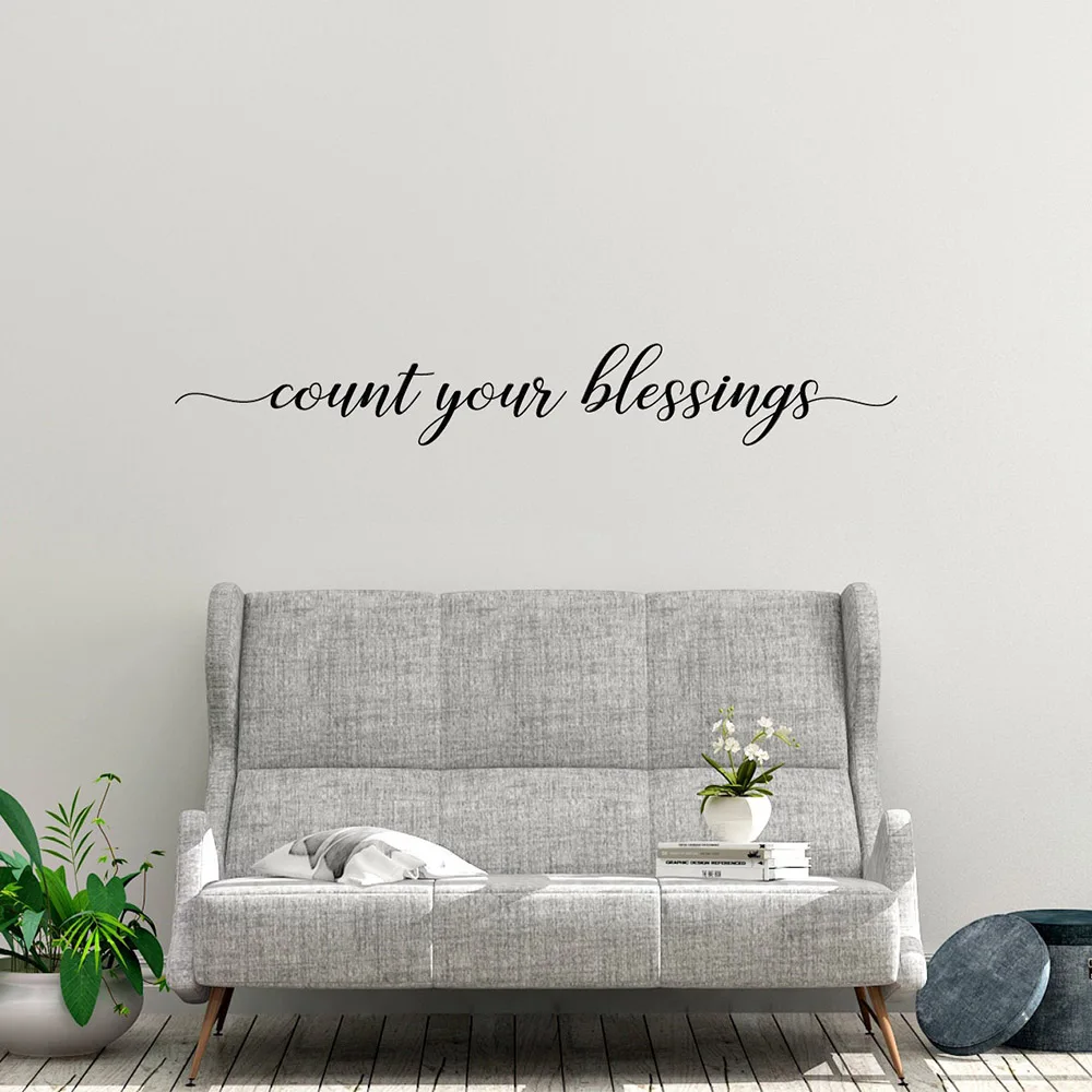 

Fashionable count your blessings Frase Decorative Wall Sticker For Kids Rooms Wall Art Decal Vinyl Stickers label sticker