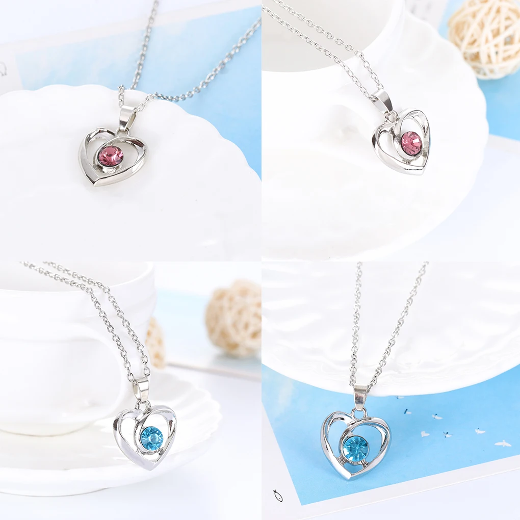 

2019 Korean Style Hollow Heart Shape Necklace Women Rhinestone Pendant Adjustable Chain Wedding Girl Jewelry