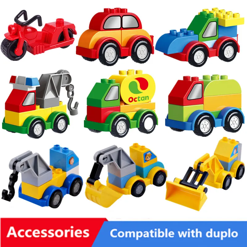 

Big Size Diy Traffic Accessories Building Blocks Fire Truck Motor Cars Compatible with Duploed Toys for Children Kids Gifts