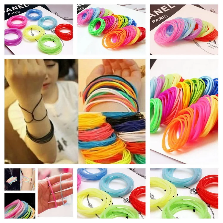 10pcs Women's Fashion Candy Color Rubber Hair Bands Elastic Hair Ties Silicone Hairband Scrunchies Bracelet Girls Accessories vintage hair clips