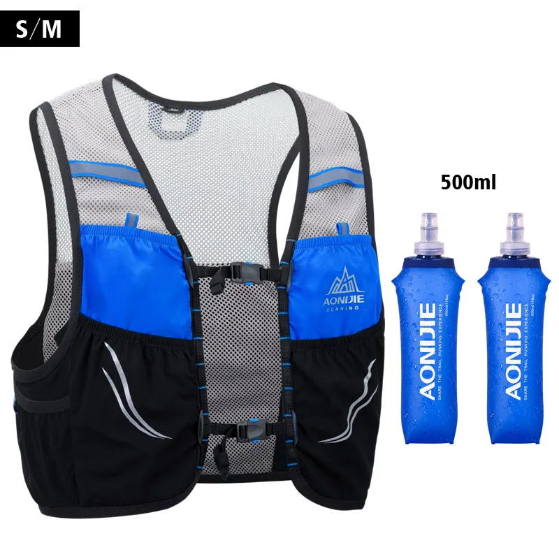 Тренировочный жилет для бега, рюкзак 500 л, ультра бегущий гидратационный жилет, рюкзак для марафона, сумка для бега, мл, мягкая фляга AONIJIE - Color: Blue-SM-500ML
