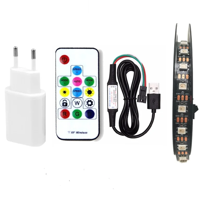 Светодиодная лента RGB WS2812B DC5V 1m/2m/3m/4m/5m SMD 5050 пульт дистанционного управления