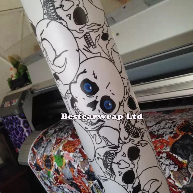 

Cool Skull PVC car pattern Decorative Vinyl Sheet For Car Stickerbomb Bubble Free Stickerbomb Vinyl Car Wrap size 1.52x30m/Roll