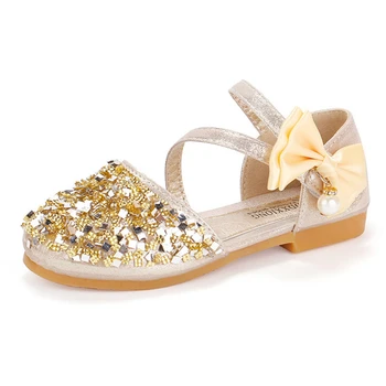 

Kids Sequined Bowtie Sandals Princess Sweet Close Toe Shoes Girls Classic Rubber Sole Wedding Party Shoes Hot Sale AA60245