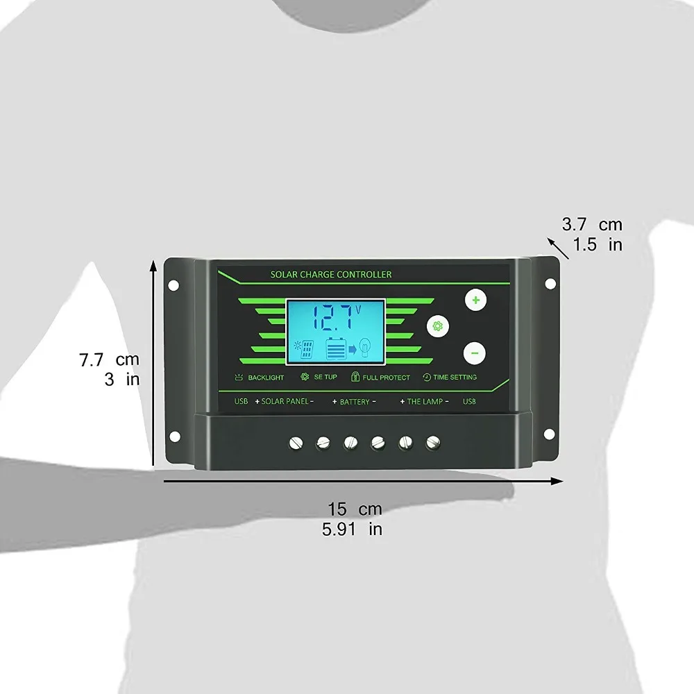 PWM солнечные контроллеры 30A 20A 10A 12 В 24 в авто PV солнечный контроллер заряда задний светильник ЖК-дисплей двойной 5 в USB регулятор заряда