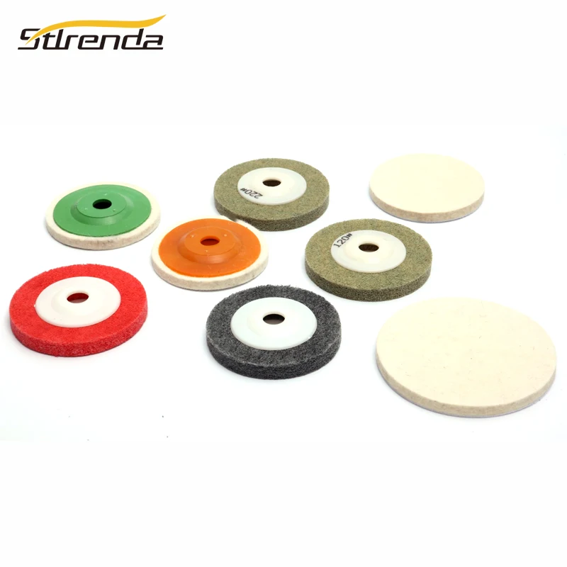 STLRENDA 2 шт./лот нейлон/шерсть шлифовальный диск абразивных для чистки и полировки на металлов 16 мм 6,3 "для 100 мм 4" угол Grinfer используется