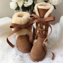 Nova chegada 2020 botas de neve alta genuína pele de carneiro pele real 100% lã inverno botas de neve nova marca frete grátis